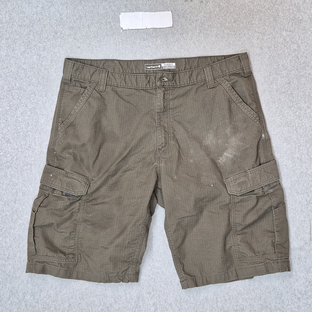 Carhartt Men Shorts 40 Brown Cargo B5543-M Ripstop Work Relaxed 12" READ